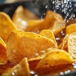 Snacks golden tortilla chips frying in hot oil crispy snack preparation free photo